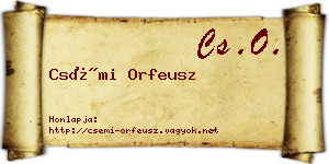 Csémi Orfeusz névjegykártya